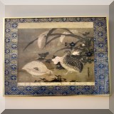 A41. Framed print of 2 partridges.16” x 16” - $24 